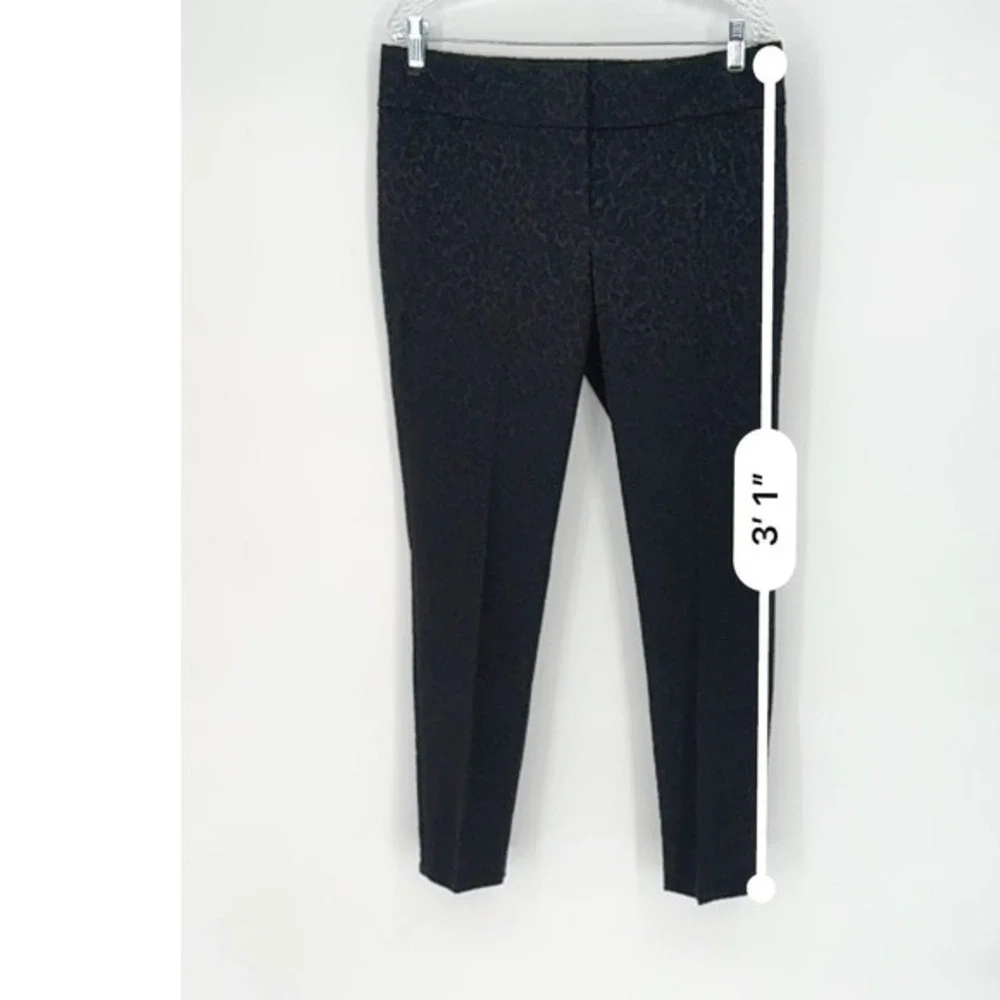 LOFT Marisa Black‎ Leopard Jacquard Slim Dress Pants 8 Party Chic Classic 92-02